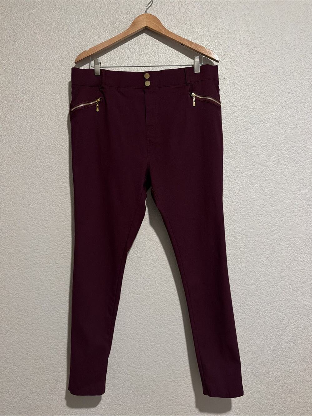 NEW Bae City Pants High Rise Skinny Y2K 90 Career Luxury Stretch Pull On Wine 3X